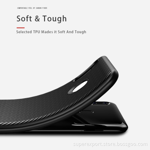 Carbon Fiber Pattern TPU Phone Case for Samsung M20